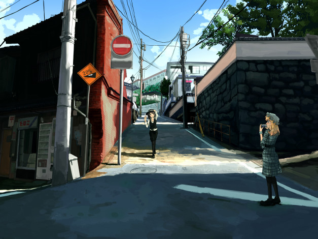 Обои картинки фото аниме, touhou, фон, взгляд, девушки