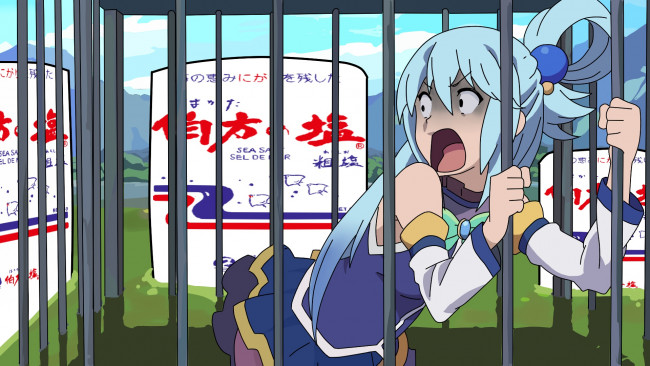 Обои картинки фото аниме, kono subarashii sekai ni shukufuku wo, девушка, взгляд, фон