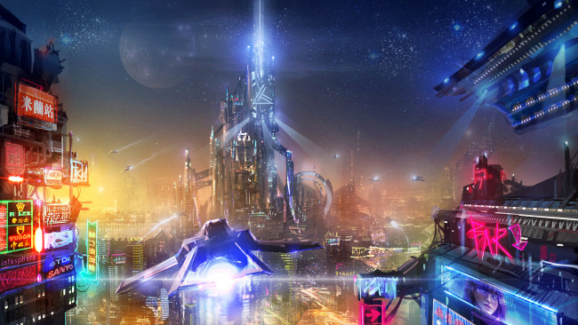 Обои картинки фото фэнтези, иные миры,  иные времена, будущее, мегаполис, фон