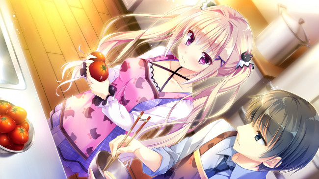 Обои картинки фото koi suru kimochi no kasanekata, аниме, фон, взгляд, девушки