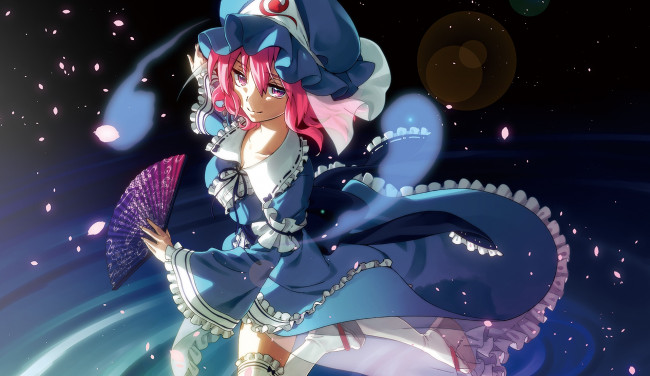 Обои картинки фото аниме, touhou, фон, взгляд, девушка