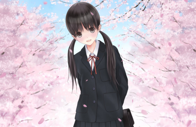 Обои картинки фото аниме, unknown,  другое, девушка, фон, взгляд