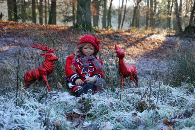 Обои картинки фото разное, игрушки, кукла, лес, осень