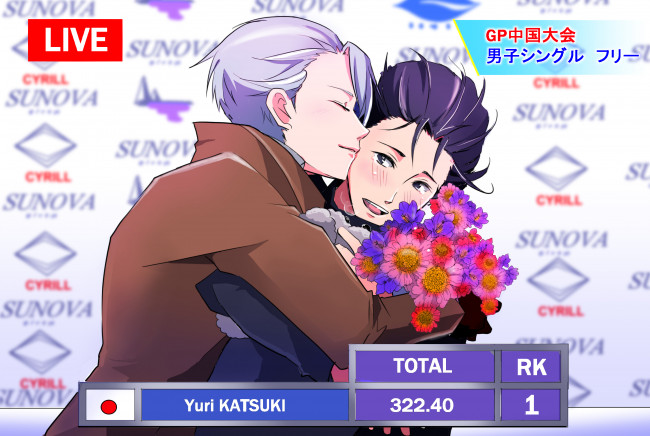 Обои картинки фото аниме, yuri on ice, katsuki, yuuri, victor, nikiforov