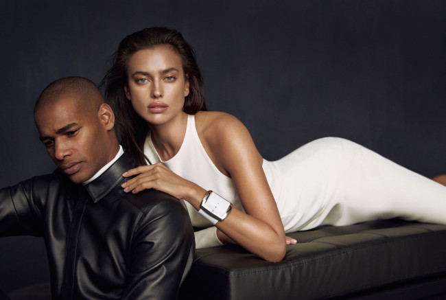 Обои картинки фото разное, мужчина женщина, ирина, шейк, модель, парень, куртка, платье, диван, браслет