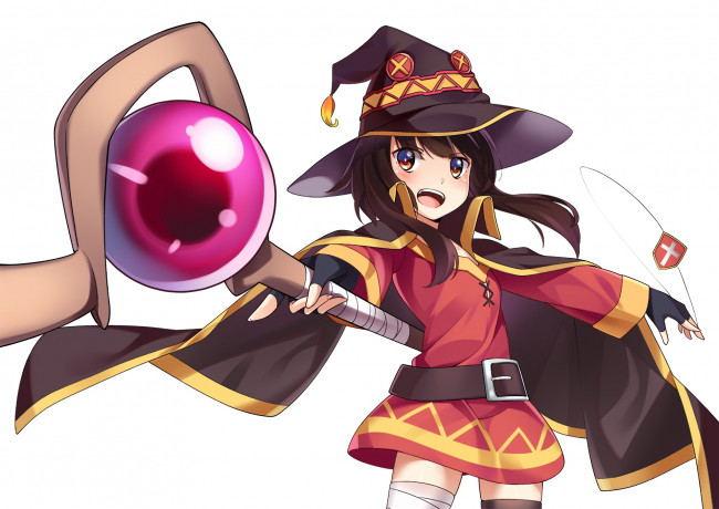 Обои картинки фото аниме, kono subarashii sekai ni shukufuku wo, девушка, взгляд, фон