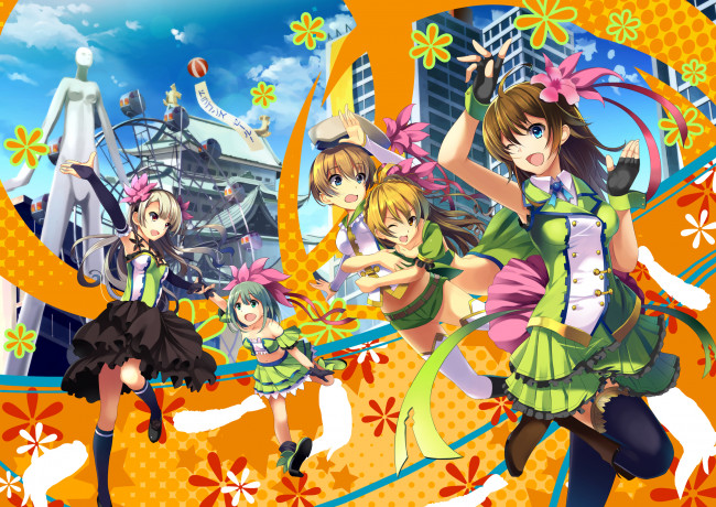 Обои картинки фото аниме, unknown,  другое, девушки, фон, взгляд