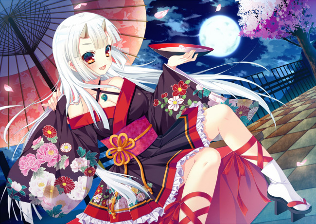 Обои картинки фото аниме, животные,  существа, фон, взгляд, девушка