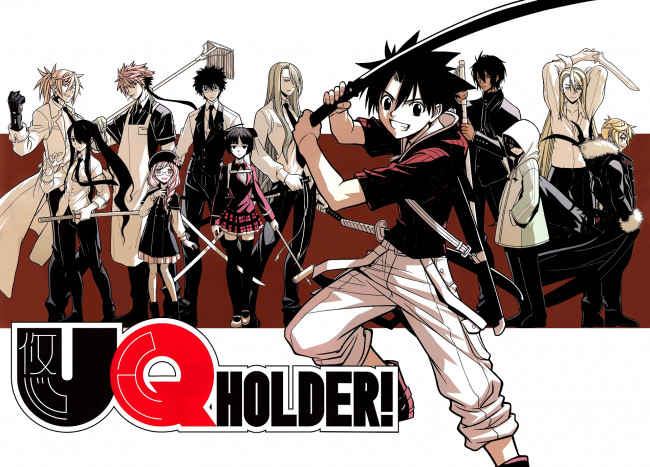 Обои картинки фото uq holder, аниме, парень, взгляд, фон