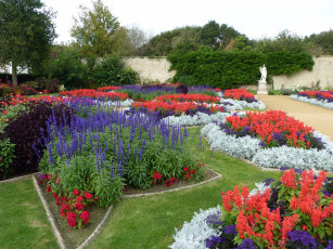 Картинка природа парк клумбы цветы статуя