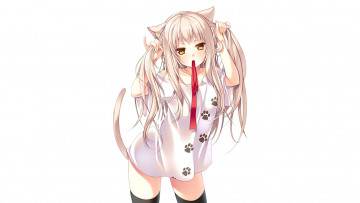 Картинка аниме животные +существа фон взгляд девушка