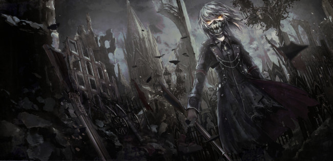 Обои картинки фото аниме, оружие,  техника,  технологии, ночь