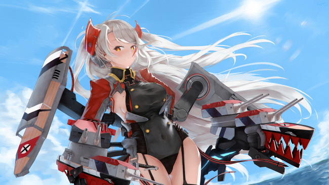 Обои картинки фото аниме, azur lane, фон, взгляд, девушка