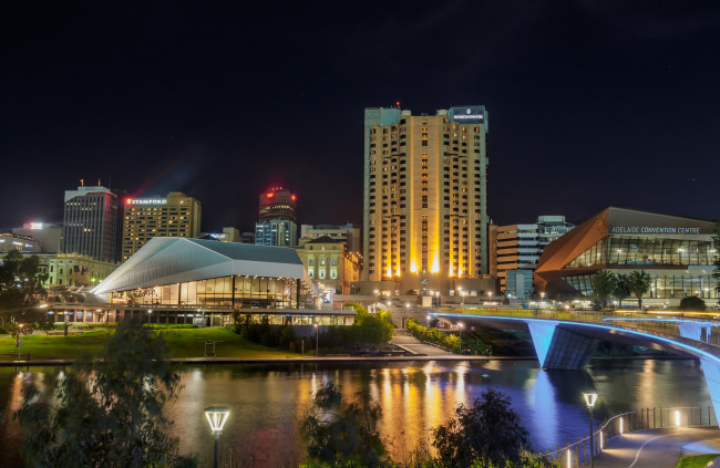 Обои картинки фото adelaide, города, - огни ночного города, простор