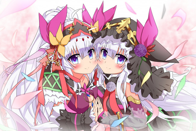 Обои картинки фото аниме, unknown,  другое , фон, взгляд, девушки