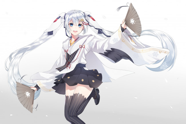 Обои картинки фото аниме, vocaloid, yuki, miku, hatsune