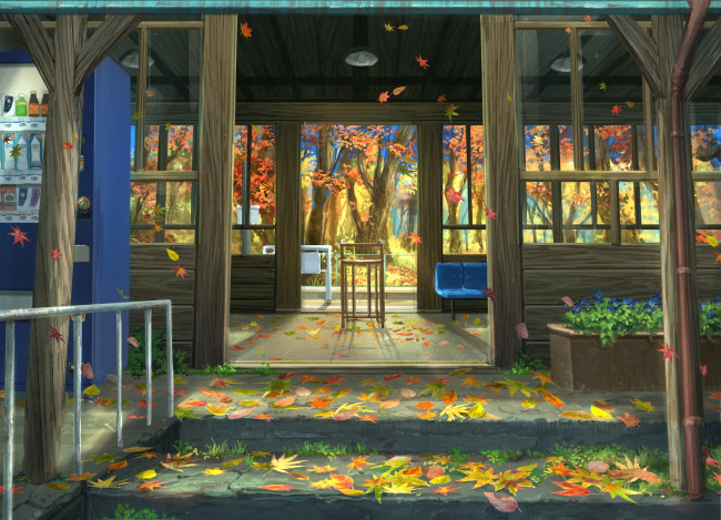 Обои картинки фото аниме, пейзажи,  природа, осень