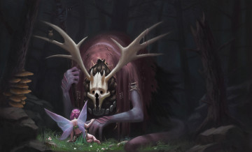 Картинка фэнтези существа лес фон