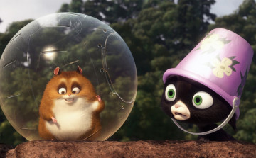 обоя мультфильмы, bolt, хомяк, шар, котенок, ведро