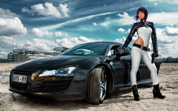 Картинка разное cosplay+ косплей униформа девушка пистолет автомобиль взгляд фон