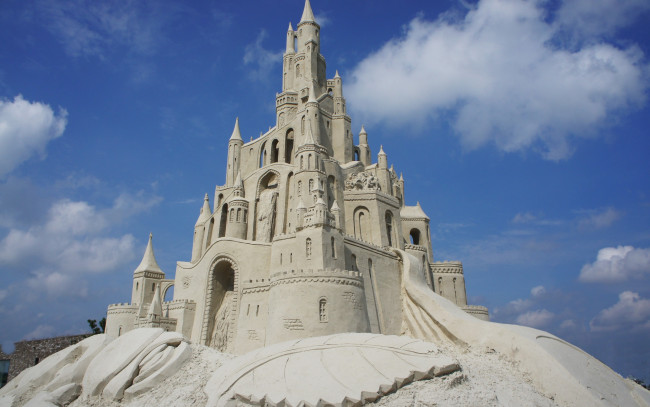 Обои картинки фото разное, фигуры из песка,  льда и снега, песок, замки
