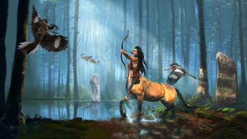 Картинка фэнтези существа фон кентавр лук стрела