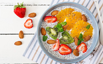 Картинка еда мороженое +десерты мята десерт ягоды клубника киви апельсин