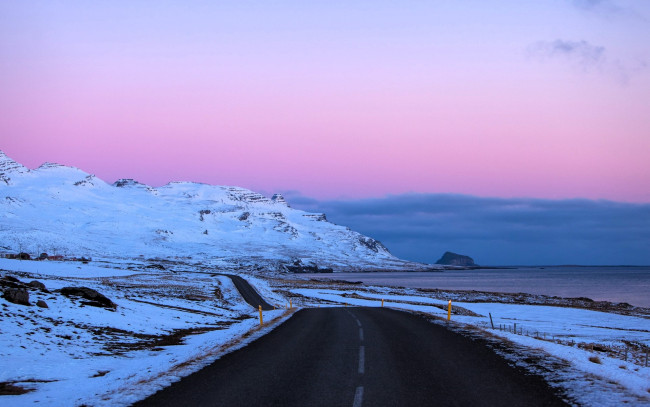 Обои картинки фото природа, дороги, горы, снег, дорога