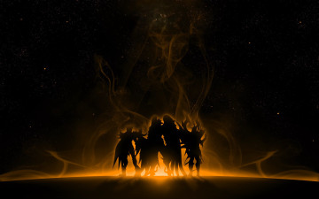 обоя видео игры, mummy online, персонажи, силуэты, дым