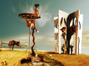 Картинка шурэло гротеск навеянный пролетом аистов над хутором старый ветряк фэнтези иные миры времена