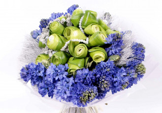 Картинка цветы букеты композиции гиацинты листья ожерелье