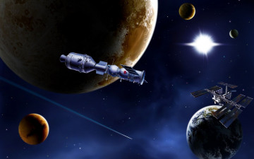 Картинка космос космические корабли станции орбита