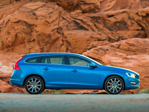 обоя автомобили, volvo, v60, t5, us-spec, 2014г, синий