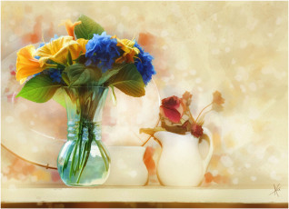 Картинка рисованные живопись цветы натюрморт