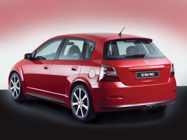 Обои картинки фото автомобили, honda, study, model, 2004, красная, civic
