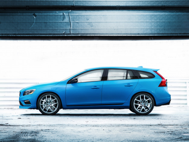 Обои картинки фото автомобили, volvo, 2014г, polestar, v60, синий