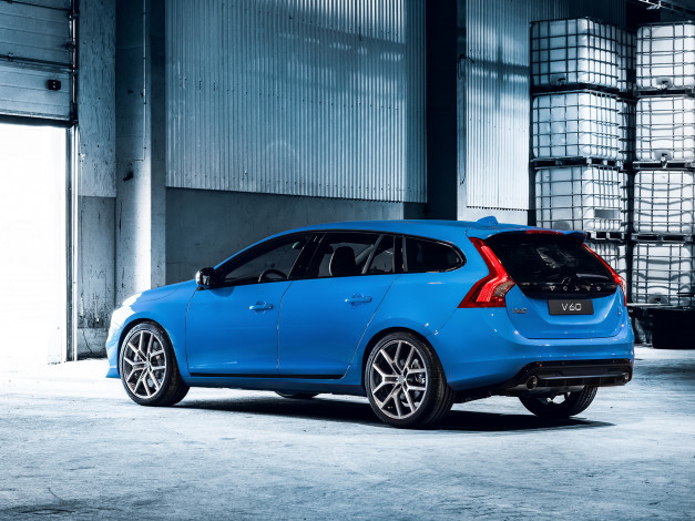 Обои картинки фото автомобили, volvo, polestar, 2014г, синий, v60