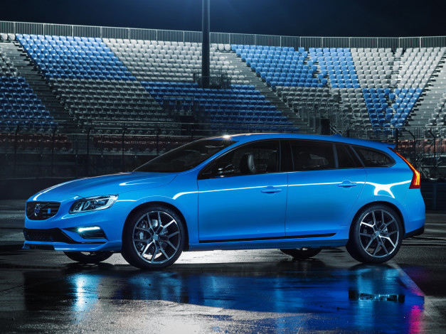 Обои картинки фото автомобили, volvo, v60, синий, 2014г, polestar