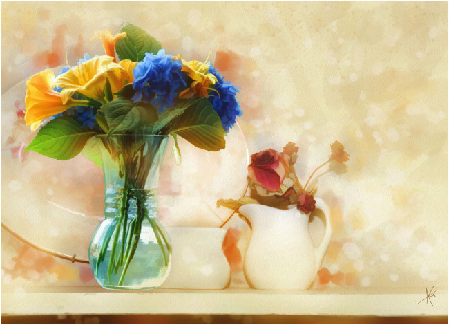 Обои картинки фото рисованные, живопись, цветы, натюрморт