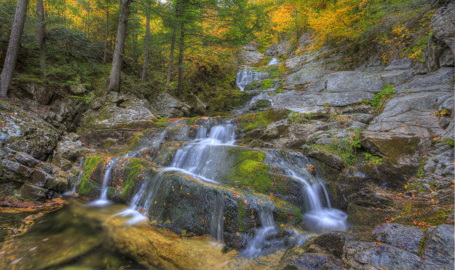 Обои картинки фото природа, водопады, лес, водопад, река