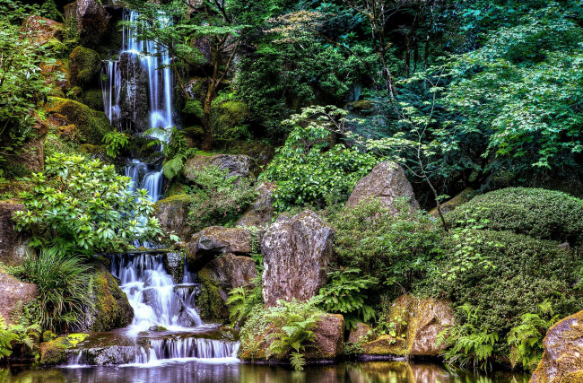 Обои картинки фото природа, водопады, лес, река, водопад