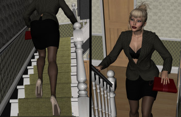 Картинка spy+games 3д+графика фантазия+ fantasy лестница фон взгляд девушка