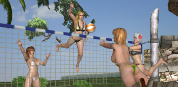 обоя 3д графика, аниме , anime, фон, мяч, взгляд, девушки