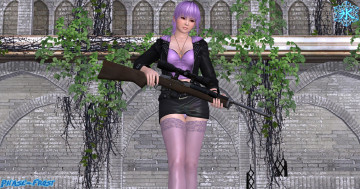 Картинка 3д+графика аниме+ anime оружие девушка взгляд фон