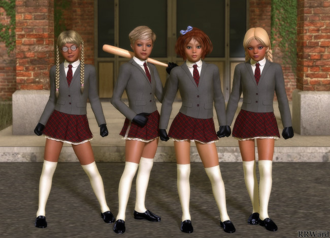 Обои картинки фото 3д графика, люди , people, фон, взгляд, девушки