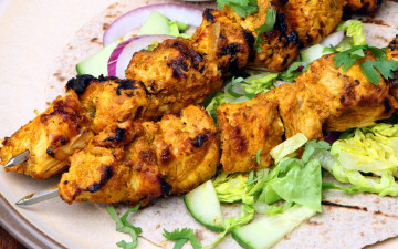 Картинка еда шашлык +барбекю мясо салат