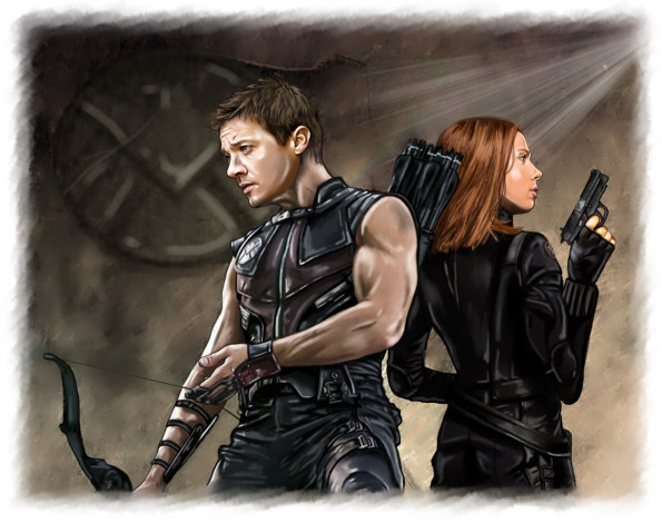 Обои картинки фото рисованное, кино, оружие, униформа, фон, девушка, мужчина
