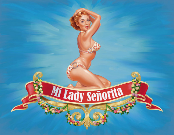 Обои картинки фото рисованное, комиксы, фон, девушка, купальник, взгляд