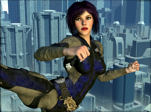 Обои картинки фото 3д графика, люди , people, фон, взгляд, девушка