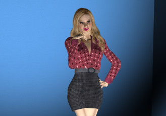 Картинка 3д+графика люди+ people девушка взгляд фон